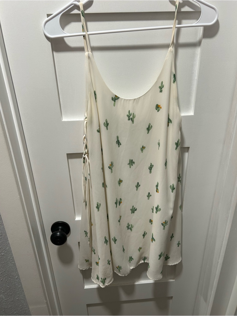 Together Cream Mini Dress with Green Cactus Print